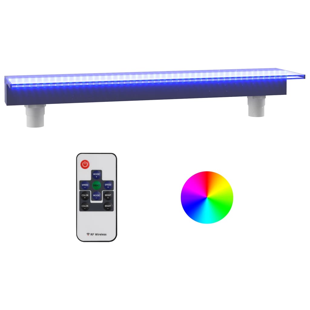 Vidaxl watervaloverlaat met rgb led's 90 cm acryl