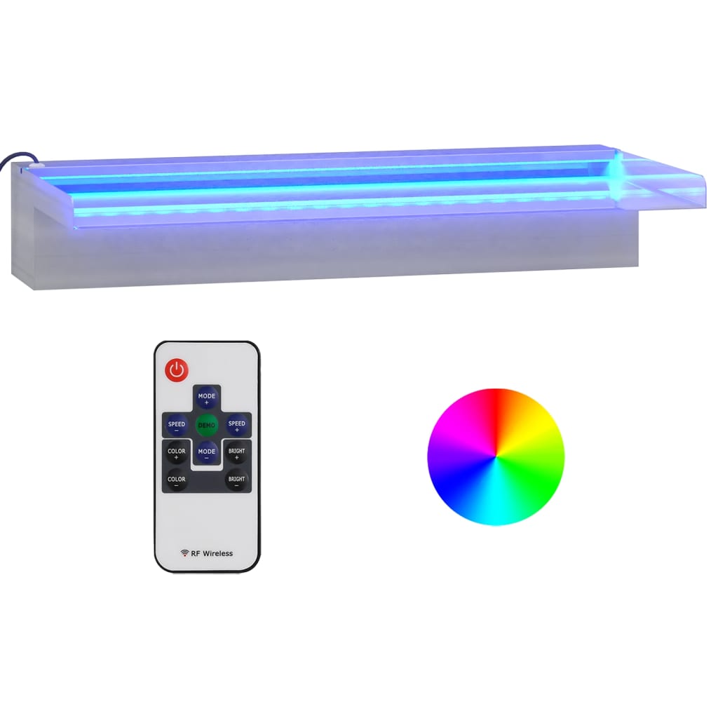 Vidaxl watervaloverlaat met rgb led's 45 cm roestvrij staal