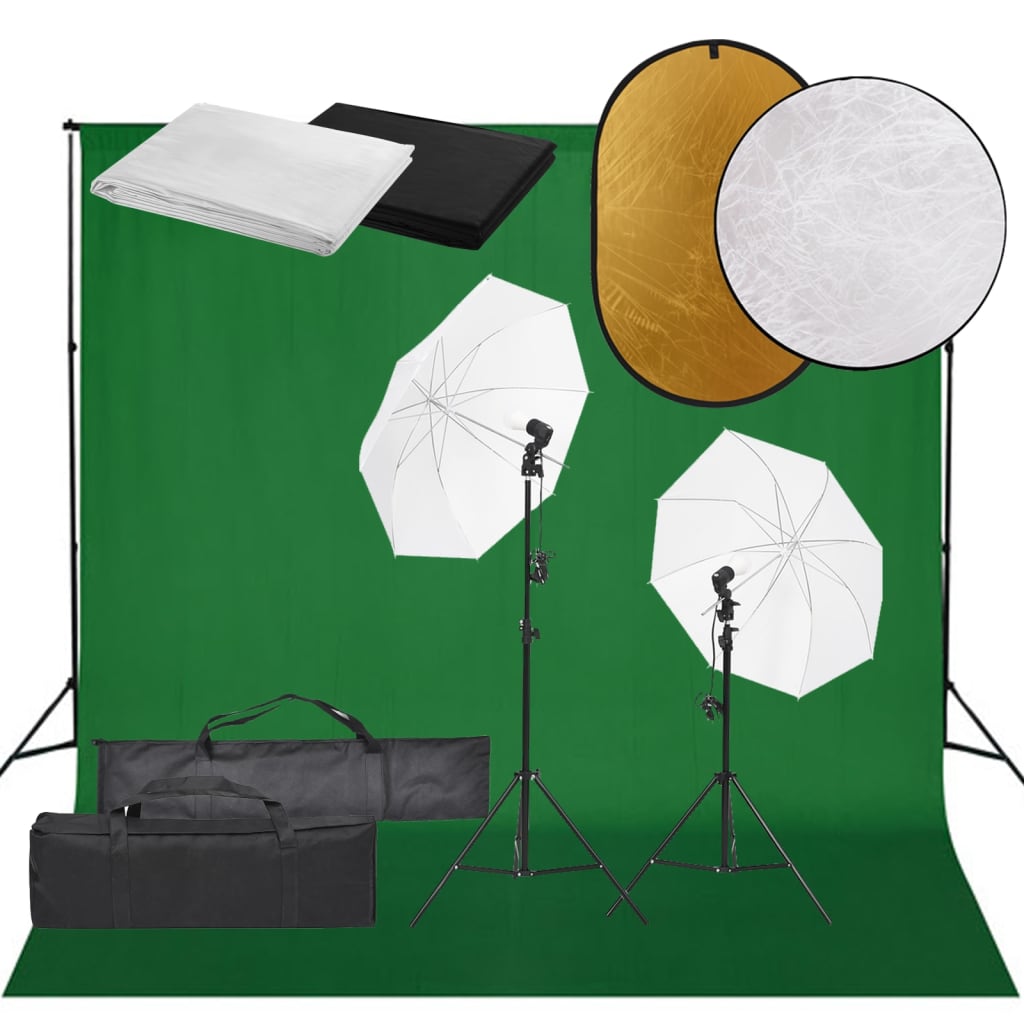 VidaXL Fotostudioset met verlichtingsset, achtergrond en reflector