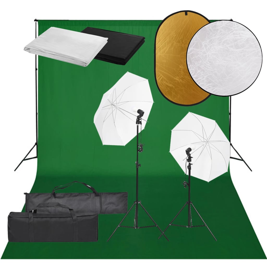 VidaXL Fotostudioset met verlichtingsset, achtergrond en reflector