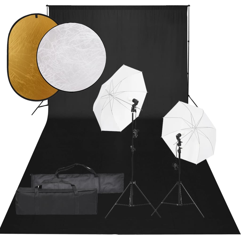 VidaXL Fotostudioset met verlichtingsset, achtergrond en reflector