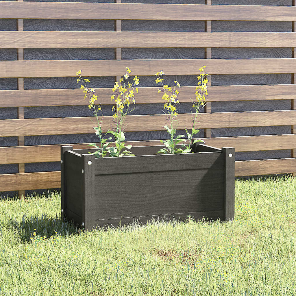 Vidaxl plantenbak 60x31x31 cm massief grenenhout grijs