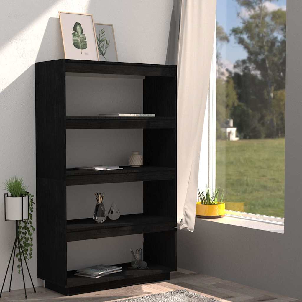 Vidaxl boekenkast kamerscherm 80x35x135 cm massief grenenhout zwart