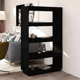 Vidaxl boekenkast kamerscherm 80x35x135 cm massief grenenhout zwart