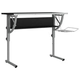 Vidaxl tekentafel 110x53x(58-87) cm bewerkt hout en staal zwart grijs