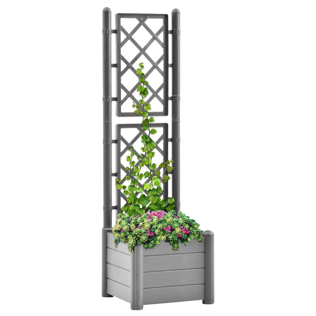 Vidaxl plantenbak met latwerk 43x43x142 cm pp steengrijs