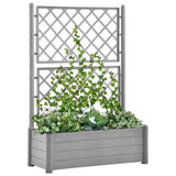 Vidaxl plantenbak met latwerk 100x43x142 cm pp-steen grijs