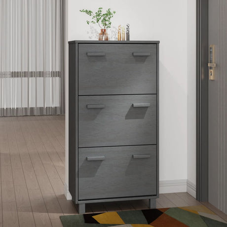 Vidaxl schoenenkast hamar 59,5x35x117 cm grenenhout donkergrijs