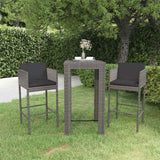 Vidaxl 3-delige tuinbarset met kussens poly rattan grijs