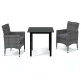 Vidaxl 3-delige tuinset met kussens poly rattan grijs