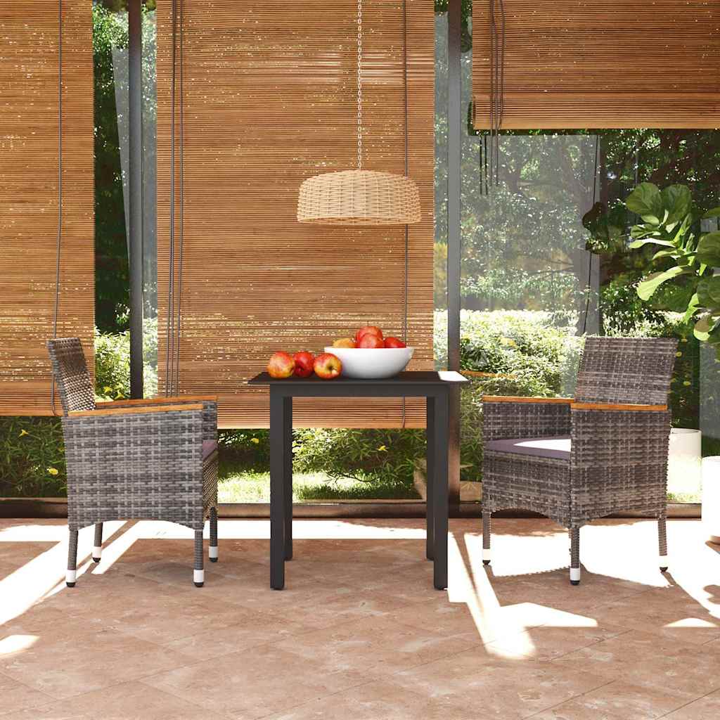 Vidaxl 3-delige tuinset met kussens poly rattan grijs
