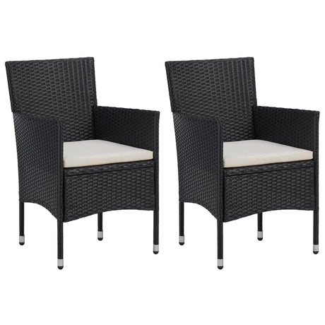 Vidaxl 3-delige tuinset met kussens poly rattan zwart