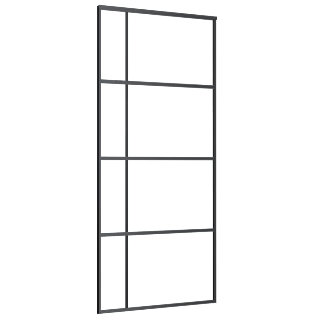 Vidaxl schuifdeur 90x205 cm esg-glas en aluminium zwart