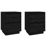 Vidaxl nachtkastjes 2 st 40x35x50 cm massief grenenhout zwart