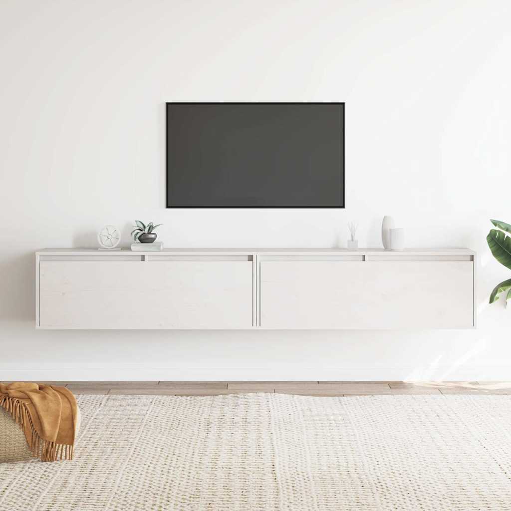 Vidaxl wandkasten 2 st 100x30x35 cm massief grenenhout wit
