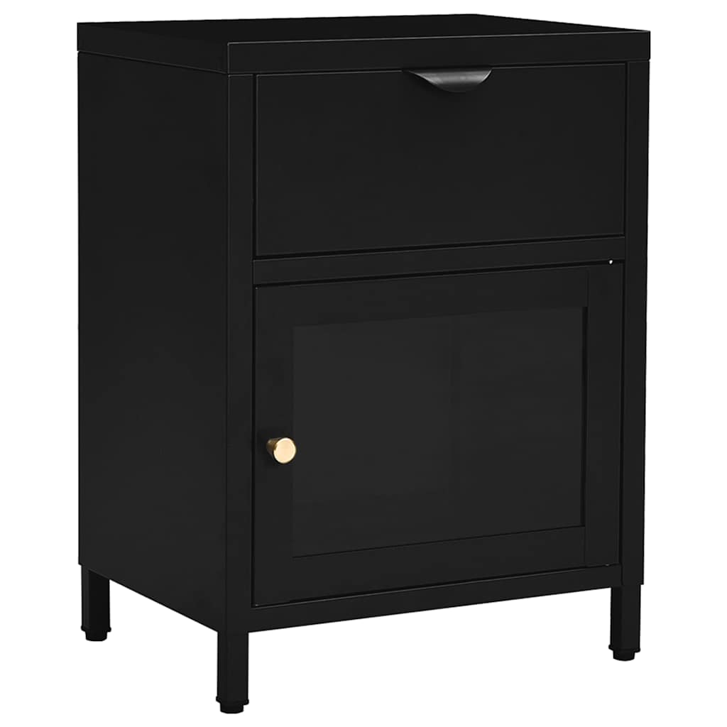 Vidaxl nachtkastjes 2 st 40x30x54,5 cm staal en glas zwart