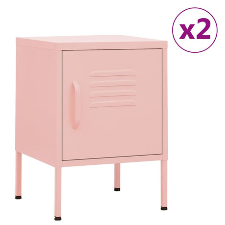 Vidaxl nachtkastjes 2 st 35x35x51 cm staal roze