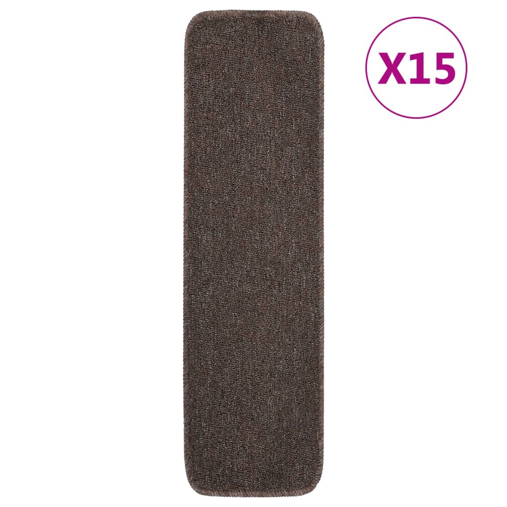 Vidaxl trapmatten 15 st anti-slip rechthoekig 75x20 cm bruin