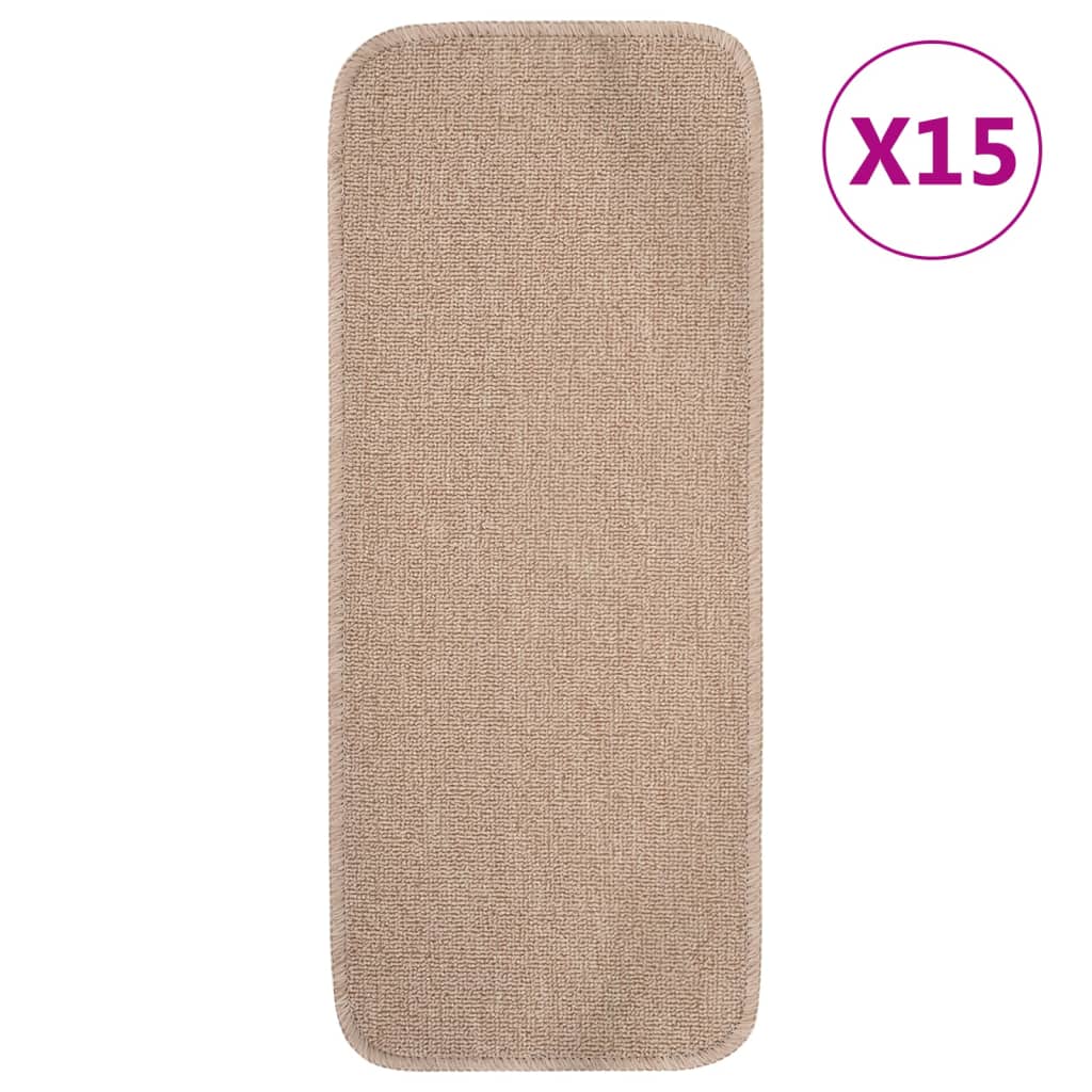 Vidaxl trapmatten 15 st anti-slip rechthoekig 60x25 cm beige