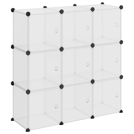 Vidaxl opbergkubus organizer met 9 kubussen en deuren transparant pp