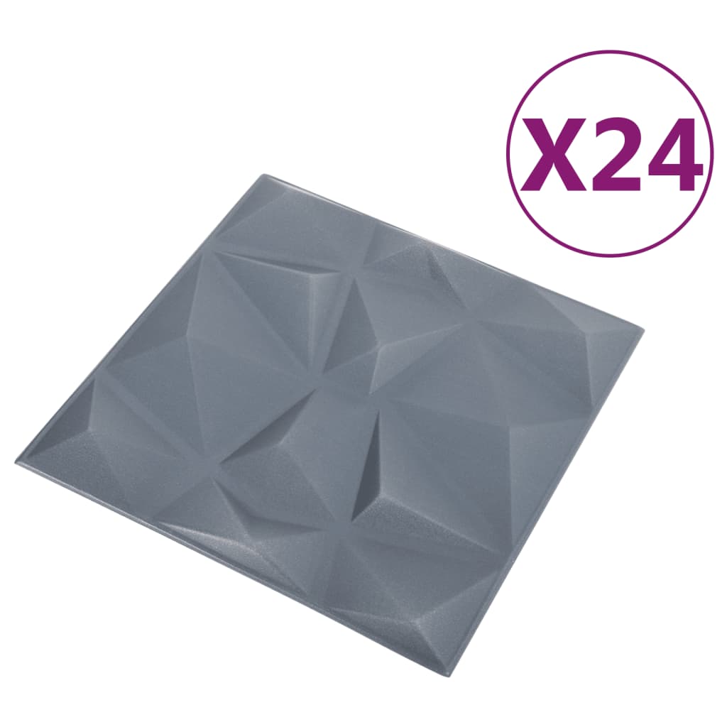 VidaXL 24 st Wandpanelen 3D diamant 6 m² 50x50 cm grijs