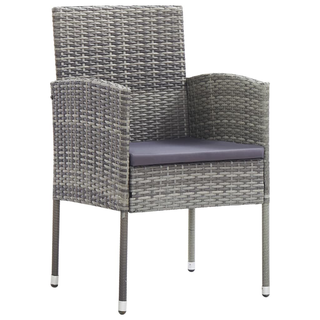 Vidaxl tuinstoelen 2 st met donkergrijze kussens poly rattan grijs