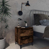 Vidaxl nachtkastjes 2 st met metalen poten 40x35x50 cm gerookt eiken