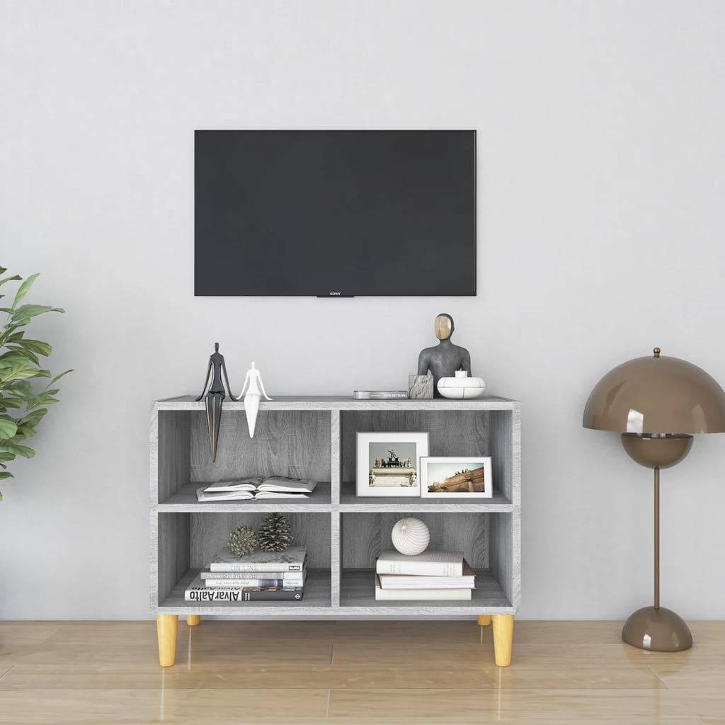 Vidaxl tv-meubel met houten poten 69,5x30x50 cm grijs sonoma eiken