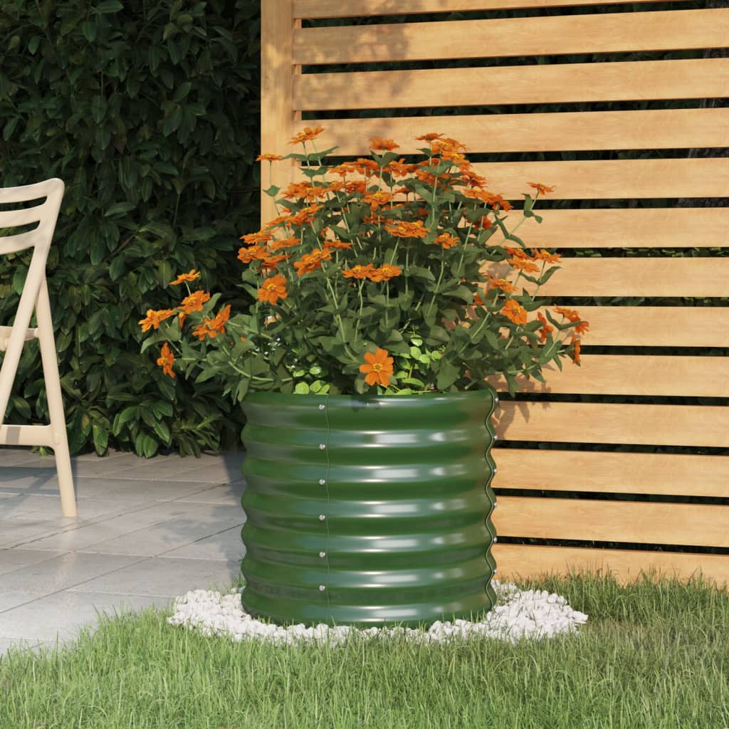 Vidaxl plantenbak 40x40x36 cm gepoedercoat staal groen