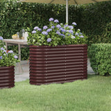 Vidaxl plantenbak 114x40x68 cm gepoedercoat staal bruin