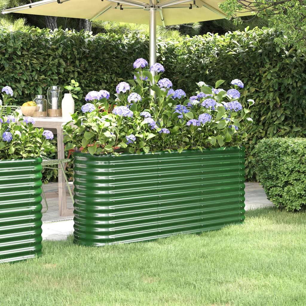 Vidaxl plantenbak 152x40x68 cm gepoedercoat staal groen