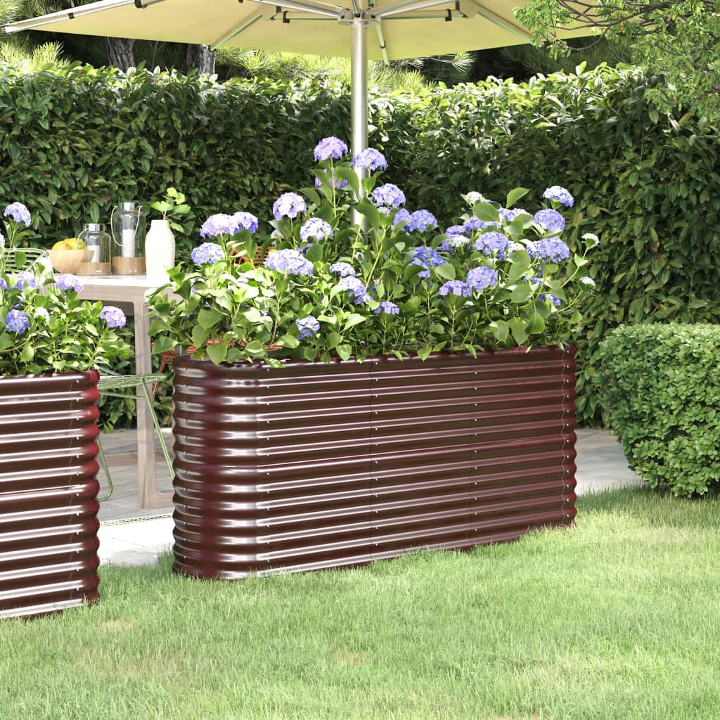 Vidaxl plantenbak 152x40x68 cm gepoedercoat staal bruin