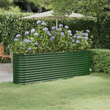 Vidaxl plantenbak 224x40x68 cm gepoedercoat staal groen