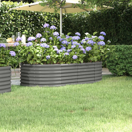 Vidaxl plantenbak 152x80x36 cm gepoedercoat staal grijs