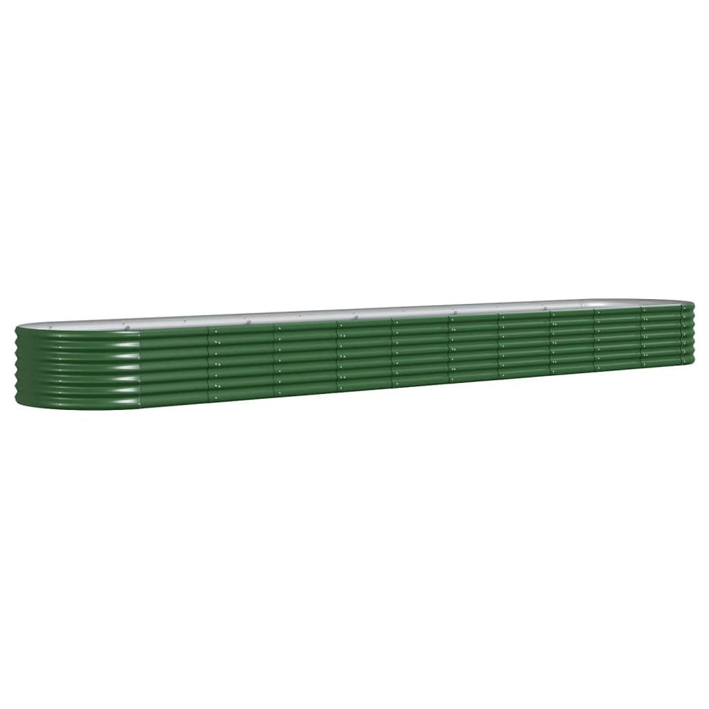 Vidaxl plantenbak 440x80x36 cm gepoedercoat staal groen