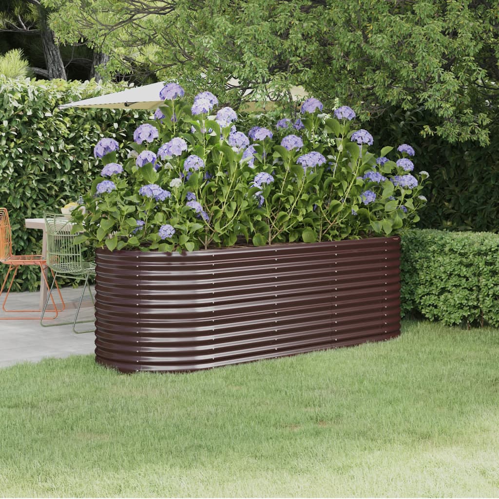 Vidaxl plantenbak 224x80x68 cm gepoedercoat staal bruin