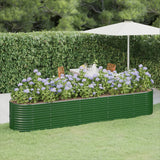 Vidaxl plantenbak 368x80x68 cm gepoedercoat staal groen