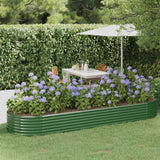 Vidaxl plantenbak 322x100x36 cm gepoedercoat staal groen