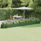 Vidaxl plantenbak 544x100x36 cm gepoedercoat staal groen