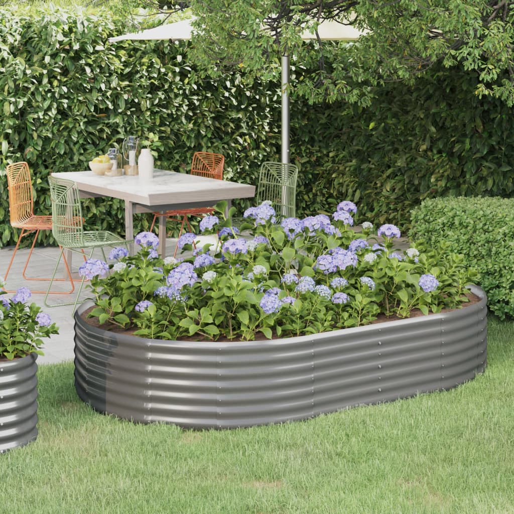 Vidaxl plantenbak 214x140x36 cm gegalvaniseerd staal grijs