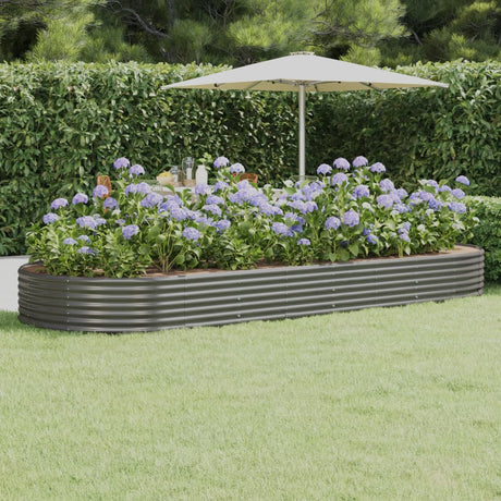 Vidaxl plantenbak 373x140x36 cm gegalvaniseerd staal grijs