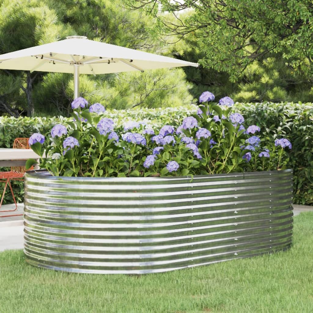 VidaXL Plantenbak 212x140x68 cm gepoedercoat staal zilverkleurig