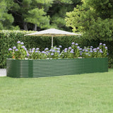 Vidaxl plantenbak 447x140x68 cm gepoedercoat staal groen