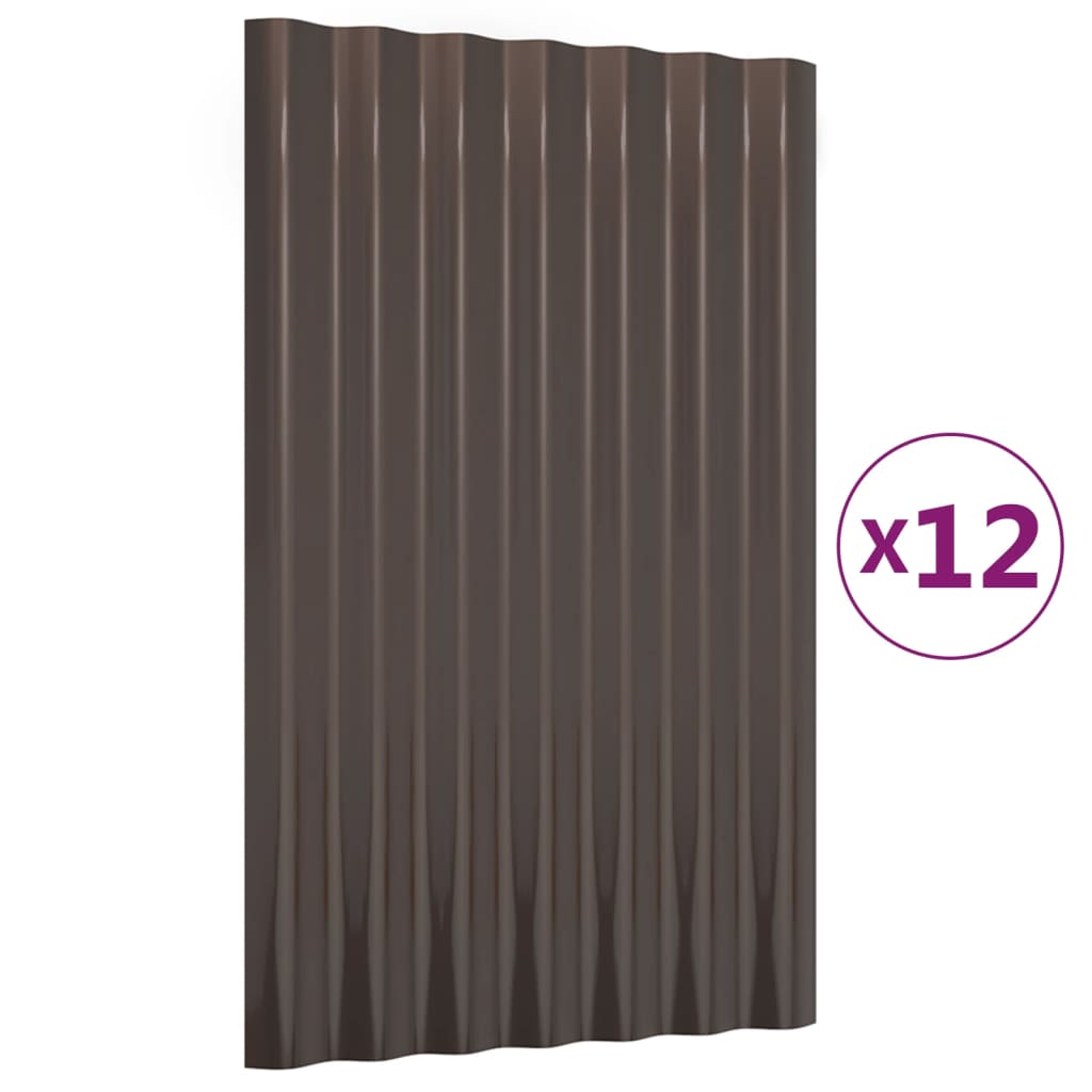 VidaXL Dakpanelen 12 st 60x36 cm gepoedercoat staal bruin