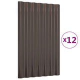 Vidaxl dakpanelen 12 st 60x36 cm gegalvaniseerd staal bruin
