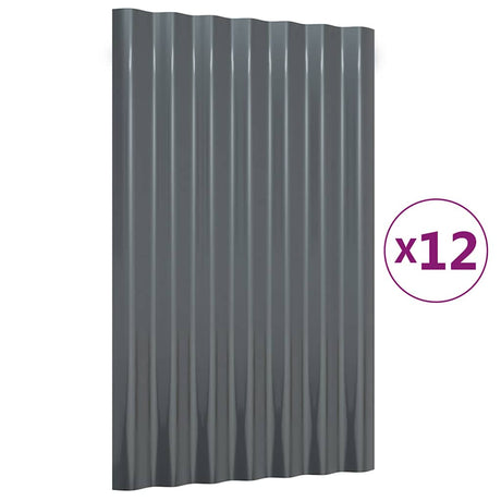 Vidaxl dakpanelen 12 st 60x36 cm gegalvaniseerd staal antracietkleurig