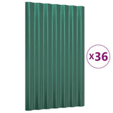 VidaXL Dakpanelen 36 st 60x36 cm gepoedercoat staal groen