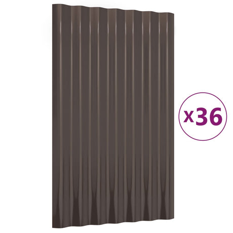 VidaXL Dakpanelen 36 st 60x36 cm gepoedercoat staal bruin