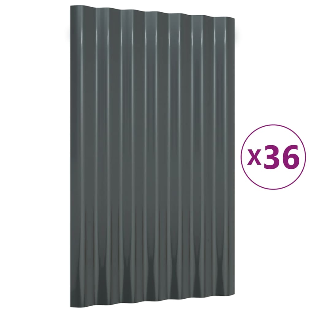 VidaXL Dakpanelen 36 st 60x36 cm gepoedercoat staal antracietkleurig