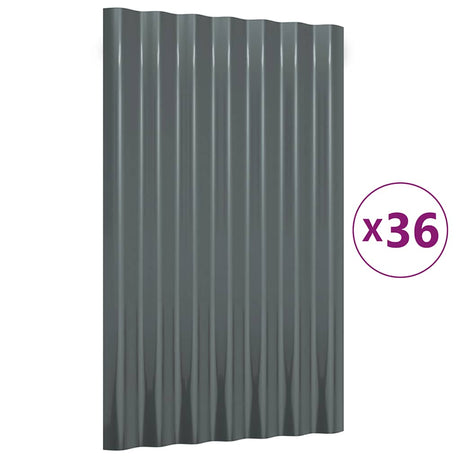 Vidaxl dakpanelen 36 st 60x36 cm gegalvaniseerd staal antracietkleurig